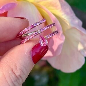 Elegant Ombré  Pink Sapphire  Gemstone Ring